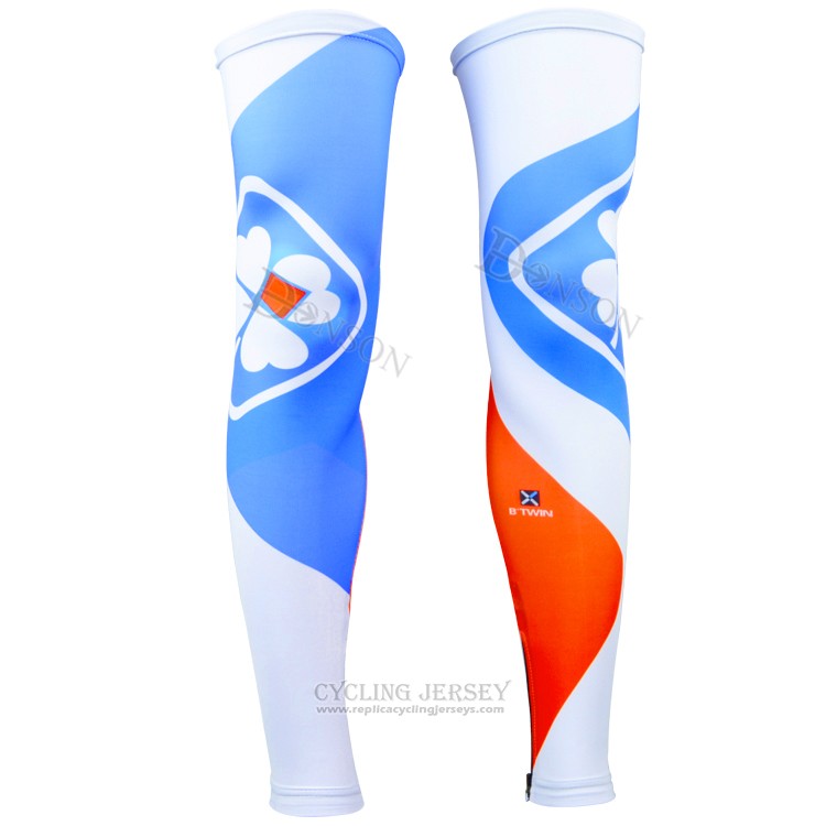 2015 FDJ Leg Warmer Cycling White and Bluee